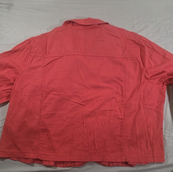 Jane Ashley Coral Cotton Button-Up Women's Jacket - Picture 3 of 6